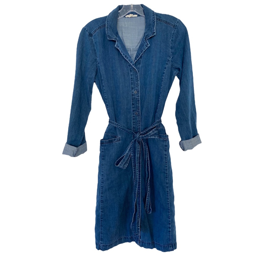 Eileen Fisher denim chambray long sleeve shirt dress, size XS